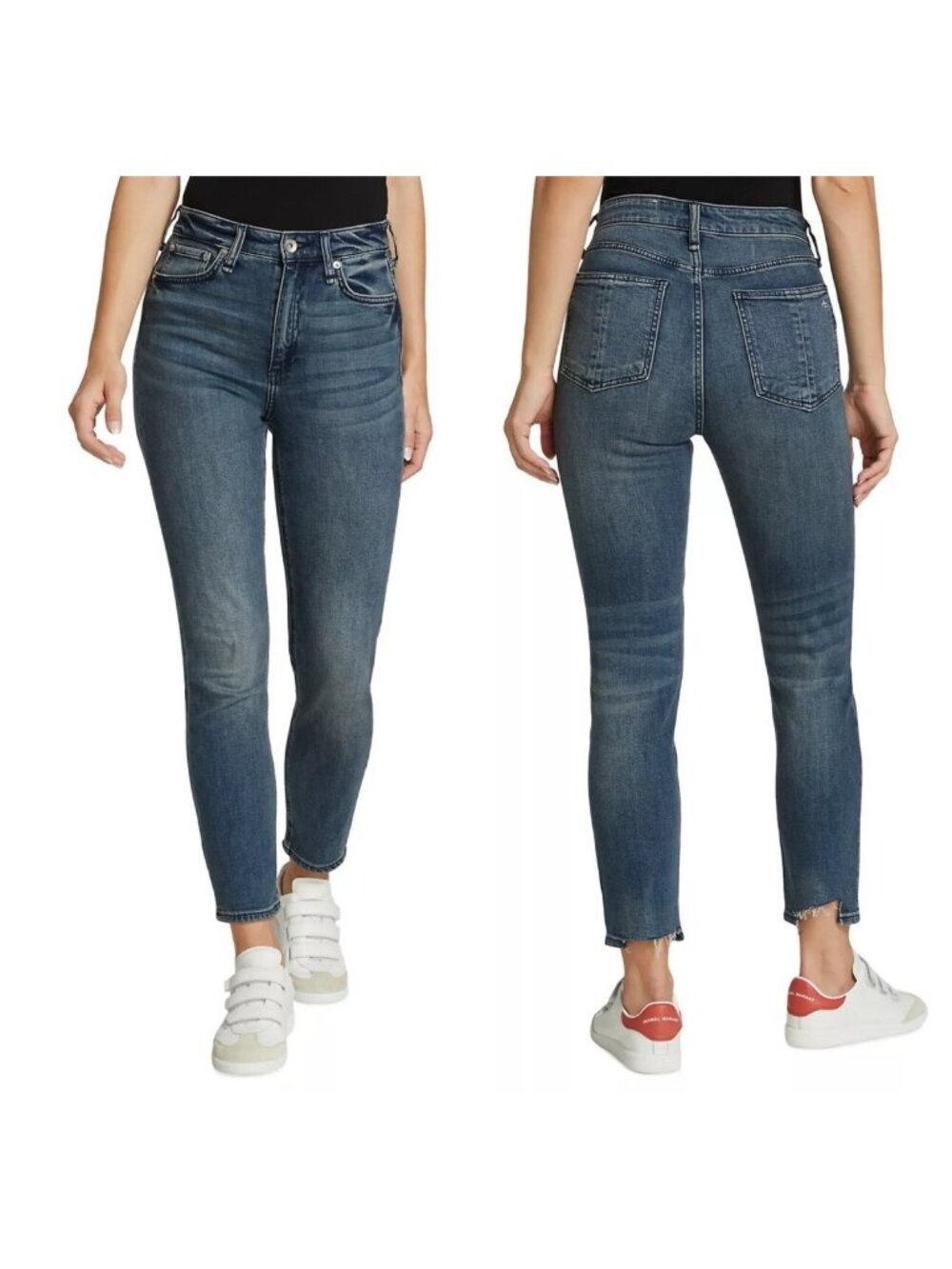 Rag‎ Bone Nina High Rise Cigarette Crop Jean Womens 31 Vallery Wash New